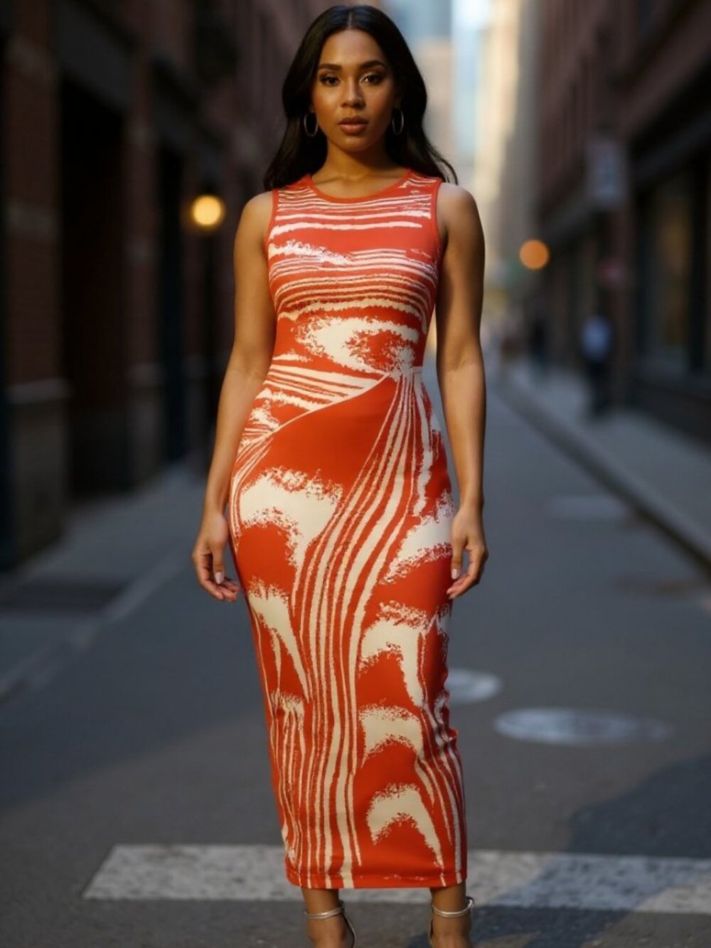 Women's Abstract Sleeveless Crew Neck Printed Bodycon Dress   ✨Size 2XL * NWOT✨